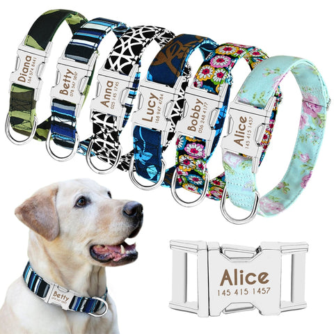 Dog Collar Personalized Nylon For Medium Large Dogs