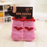 lovely pet Fashion Pets Dogs Socks 4Pcs Cute Puppy Dogs Pet Knits Socks Anti Slip Skid Bottom